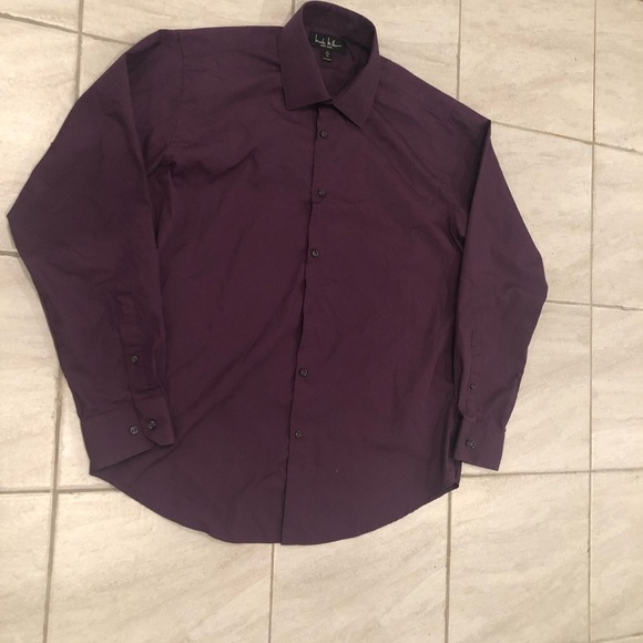 Nicole Miller New York mens purple burgundy dressy long sleeve shirt / size 17 - Picture 3 of 3